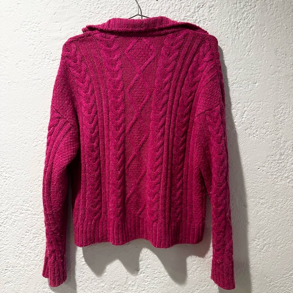 Anthropologie Fuchsia Cable Knit Women's Sweater - Picture 7 of 7